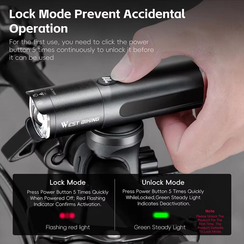 400 Lumens Rechargeable Bike Headlight With Power Reminder - 600 Lumens