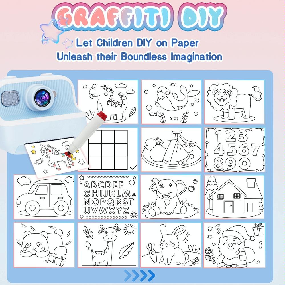 Blue Children'S Thermal Camera With Dual-Camera 1080P Hd 2400W Pixel 2.4-Inch Display - Blue