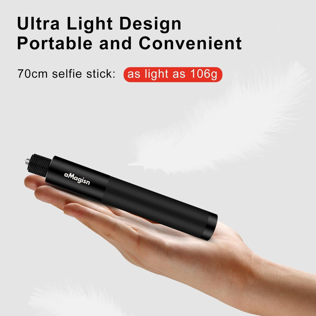 70cm Straight Pull Selfie Stick for Sports Cameras with 3 Jaw Screw - Rod+1/4 Turn 3 Jaw+Screw