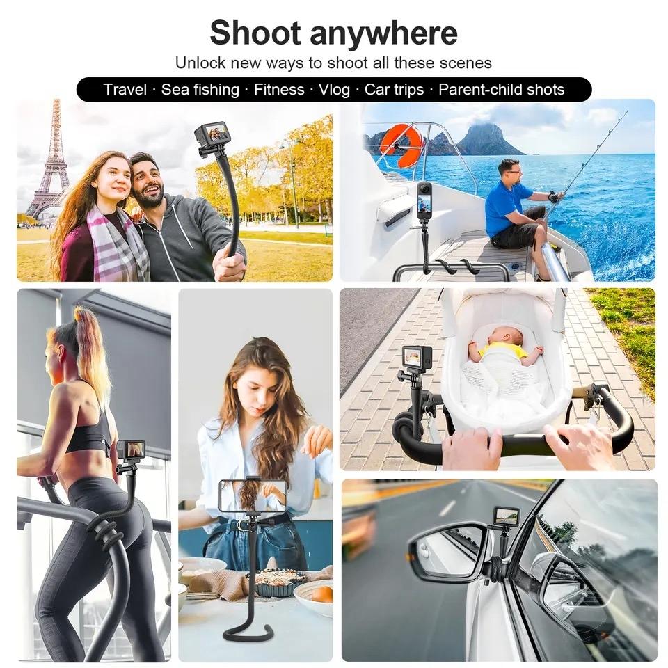 Versatile Octopus Tripod for Action Camera and Phone - Flexible Mount - With Phone Clip Kit