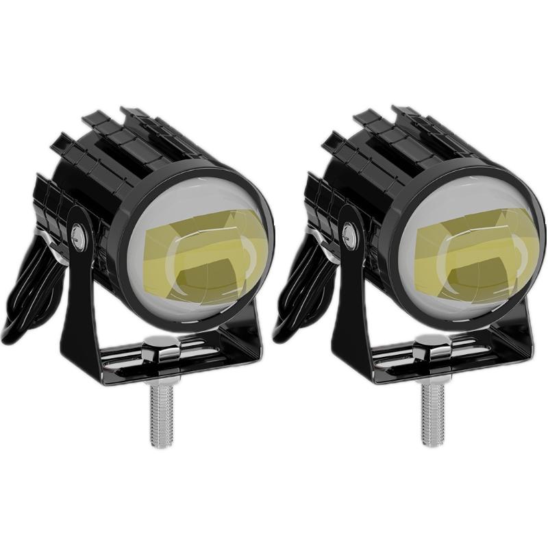 1Pair 12V - 85V Motorcycle Headlights Dual - Colour Automotive Led Working Headlights Colour: White + White Light With Flashing - Yellow + White Light With Flashing