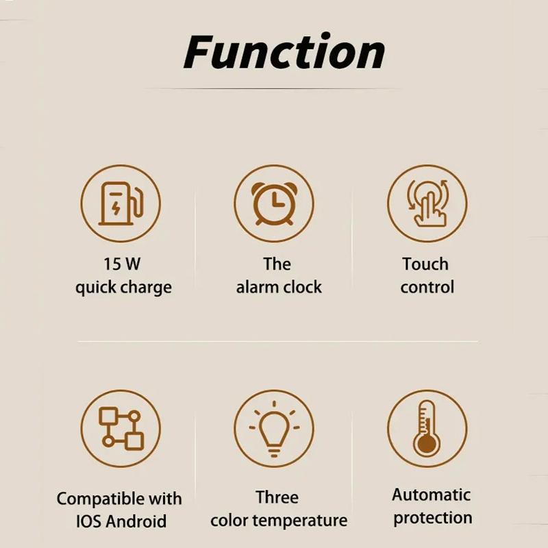 15W Rotatable Night Light Fast Charger Wheat - Wheat-Colour