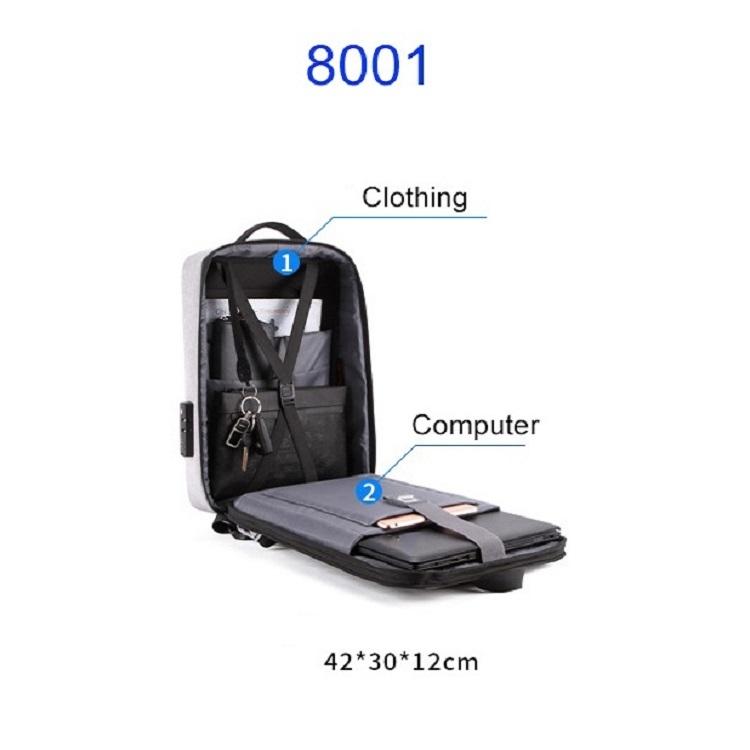 Men Anti-theft Hard Shell Backpack with Alloy Frame - Gray