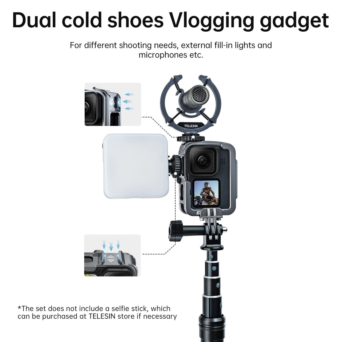 Vertical Shooting Set for Gopro Hero11 / 10 / 9 with Aluminium Alloy Frame