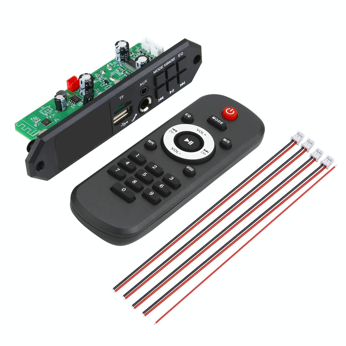 12V Bluetooth Mp3 Decoder Board W / 80W Power Amp & Colour Screen - Silicone Remote Control