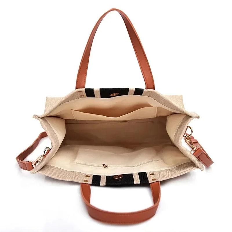 Large Canvas Crossbody Bag For Women Black - Navy