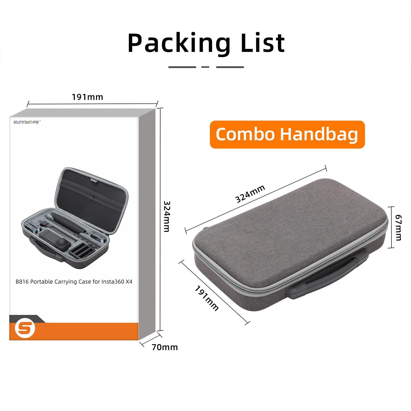 Insta360 X4 Sunnylife Mini Camera Bag for Carrying Model X4-b812 - X4-B816 Combo Bag