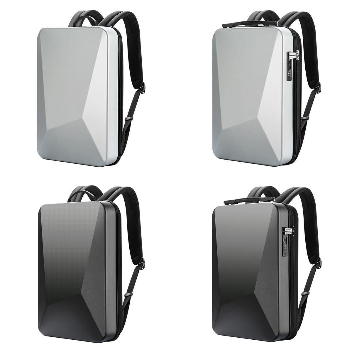 Waterproof Expandable Backpack with Usb Charging and Password Lock - Silver