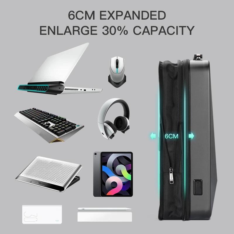 Waterproof Expandable Backpack with Usb Charging and Password Lock - Silver