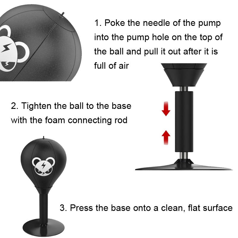 Desktop Speed Ball For Boxing Training - Bear Design With Gloves & Pump - Monkey+Pump