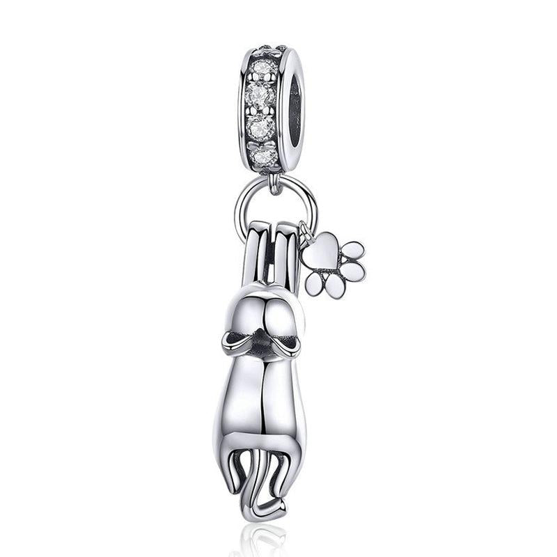 925 Sterling Silver Cat Charm For Diy Bracelet Style - Pendant