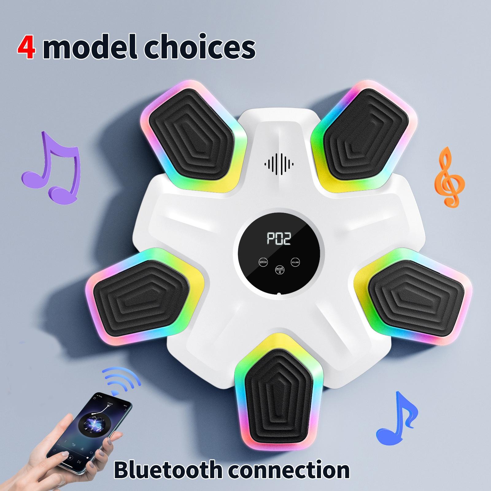Bluetooth Music Boxing Machine - 4 Modes 9 Speeds Colourful Lights - With Kids Golves White