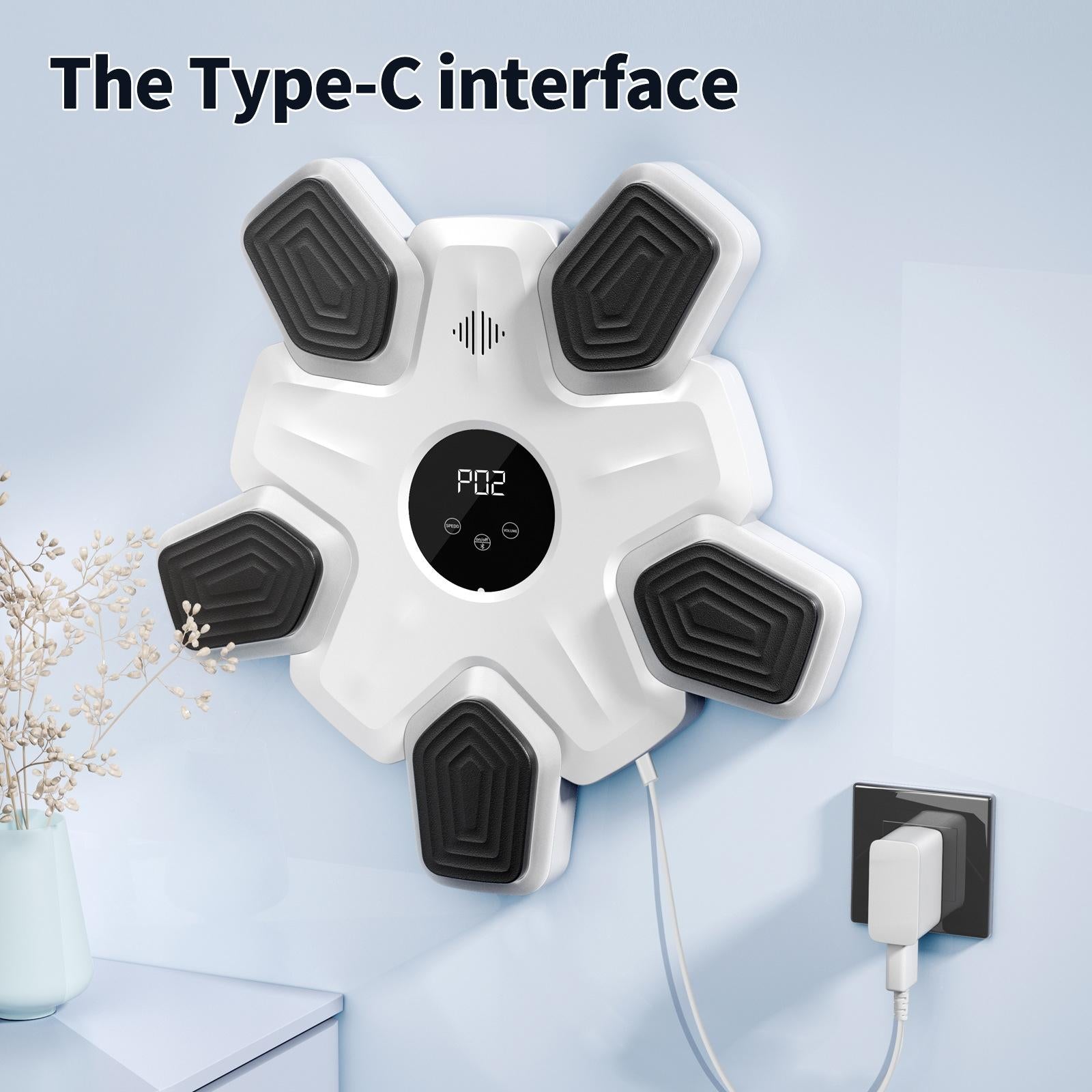 Bluetooth Music Boxing Machine - 4 Modes 9 Speeds Colourful Lights - With Kids Golves White