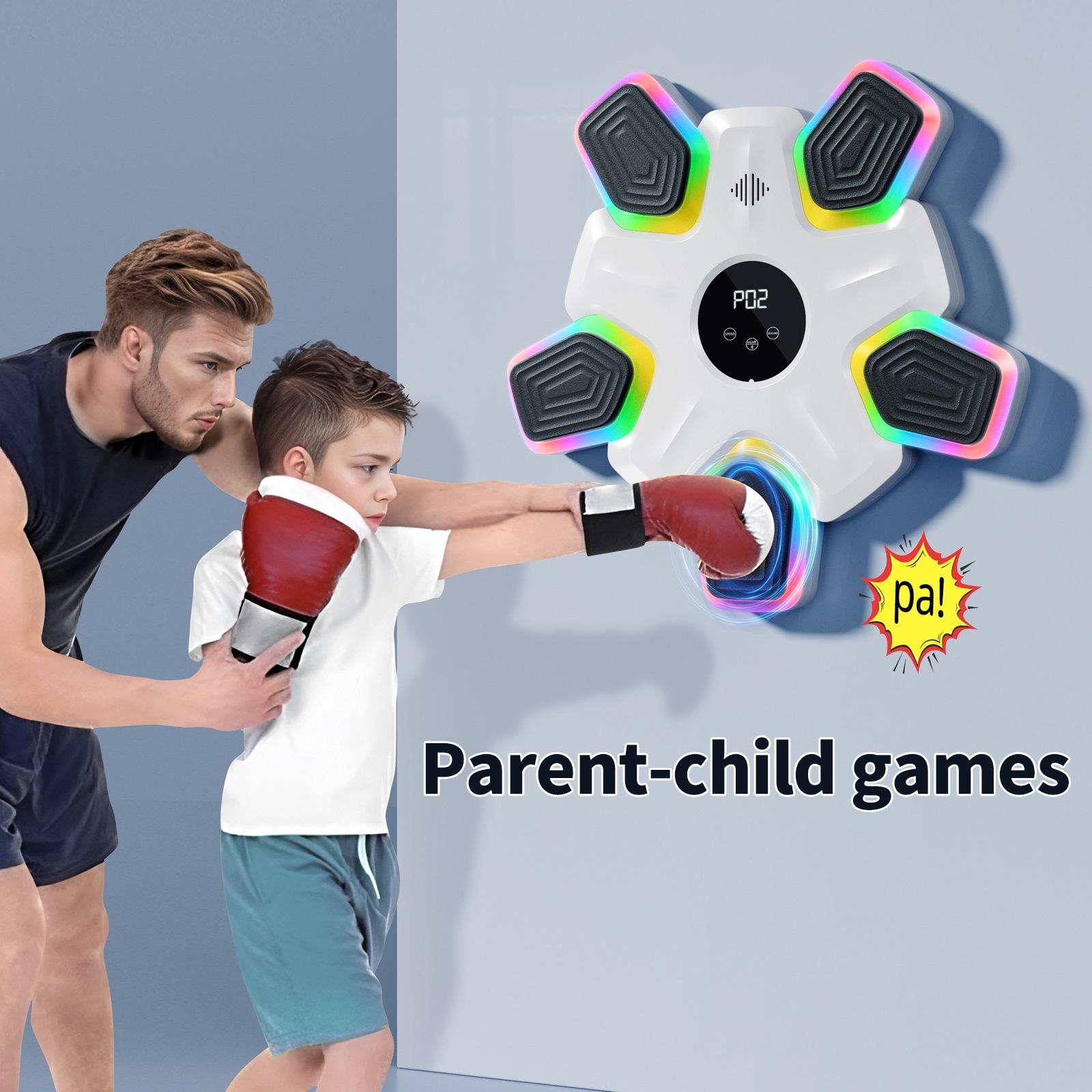 Bluetooth Music Boxing Machine - 4 Modes 9 Speeds Colourful Lights - With Kids Golves White