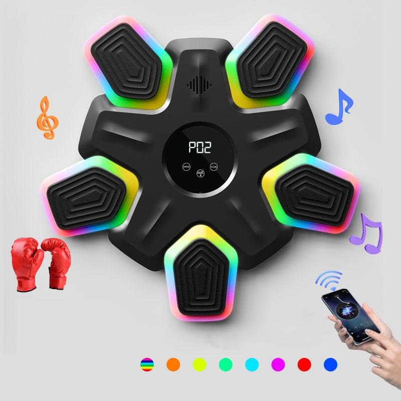 Bluetooth Music Boxing Machine - 4 Modes 9 Speeds Colourful Lights - With Kids Golves White