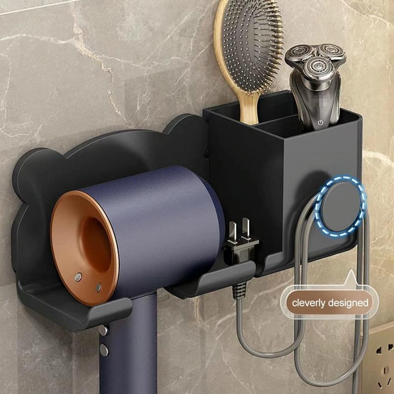 Wall Mounted Holder For Dyson Hair Dryer Bathroom Storage Rack Simple Black - Simple Black