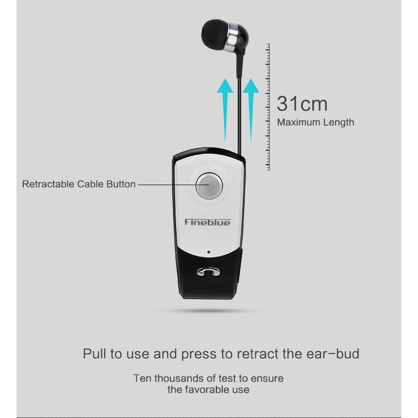 Retractable Bluetooth Headset With Caller Vibration Reminder