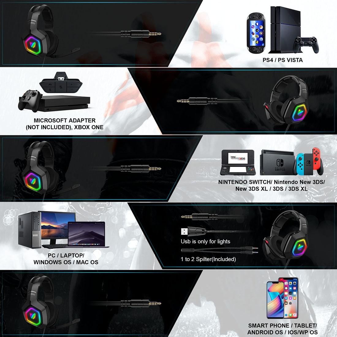 Rgb Led Gaming Headset With Wired Connection