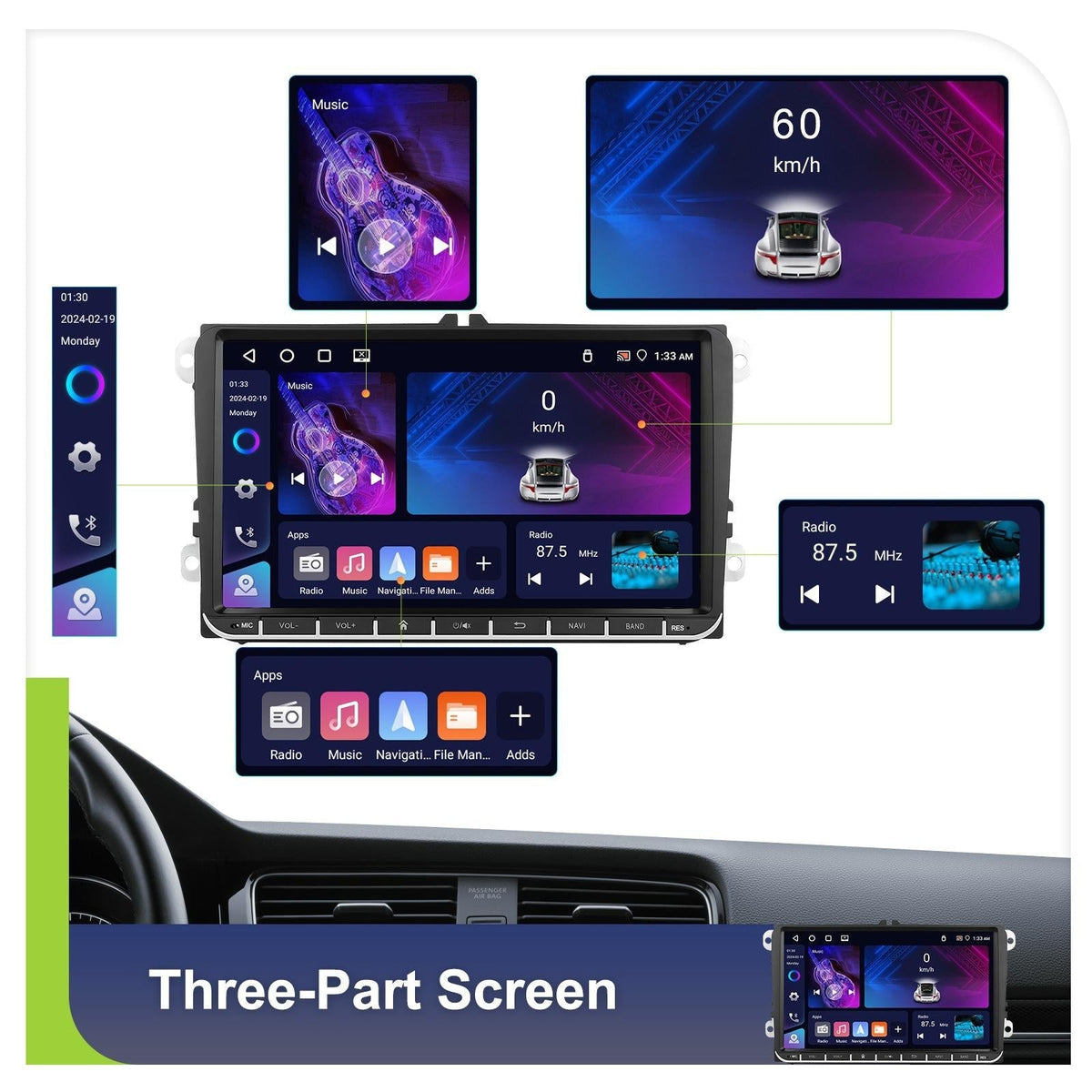 Android 13 Multimedia Player For Vw - 4 + 64G - 7-Inch