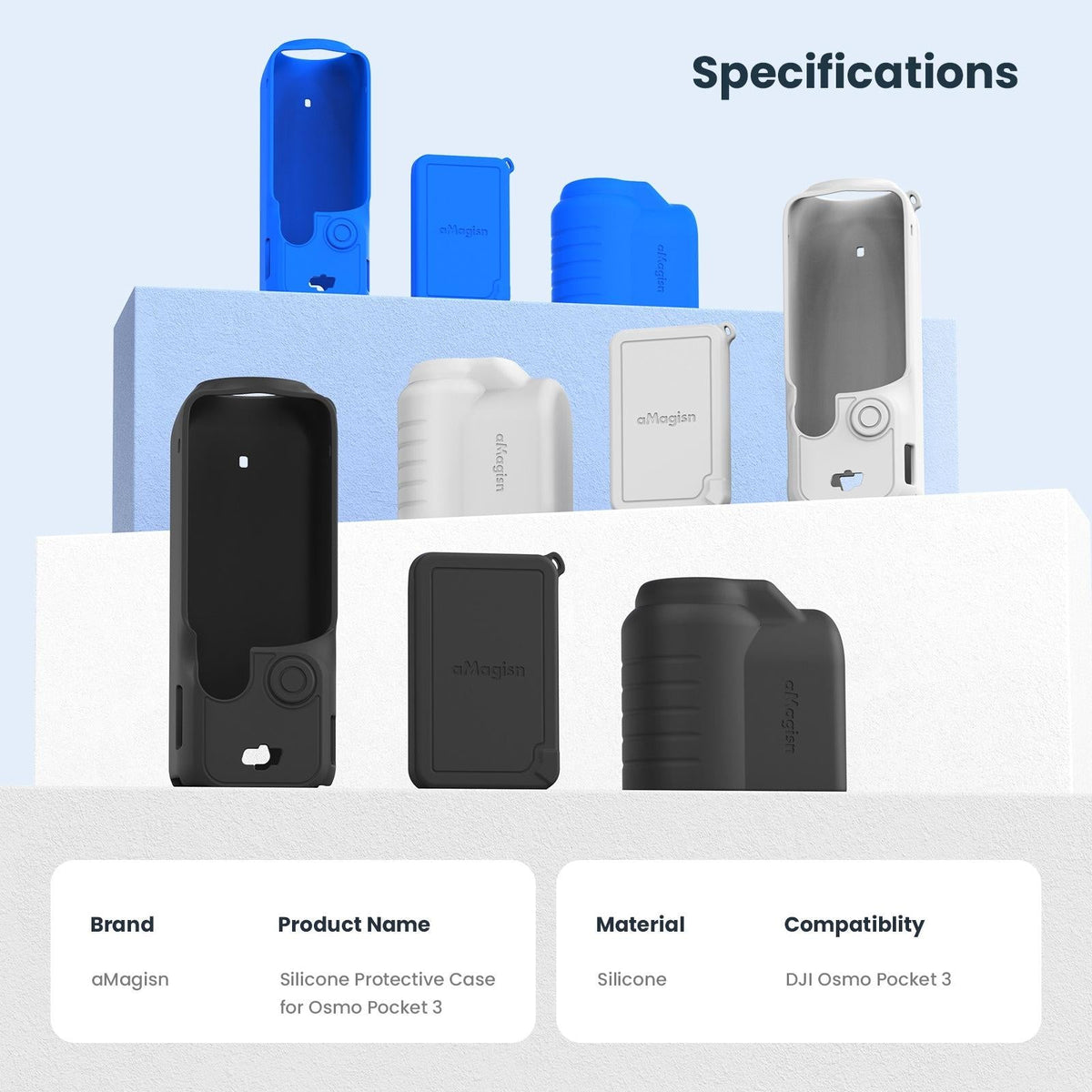 5-in-1 Silicone Case for Dji Pocket 3 Camera Accessories - 5 In 1 Blue