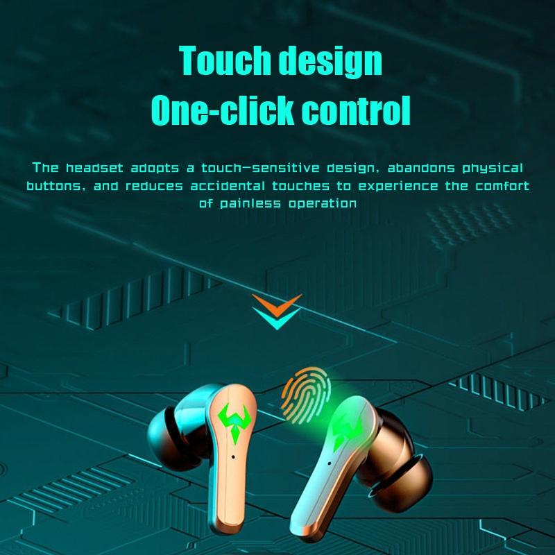 Low Latency Wireless Bluetooth Game Earphones with Colourful Lights - Non-Digital Display