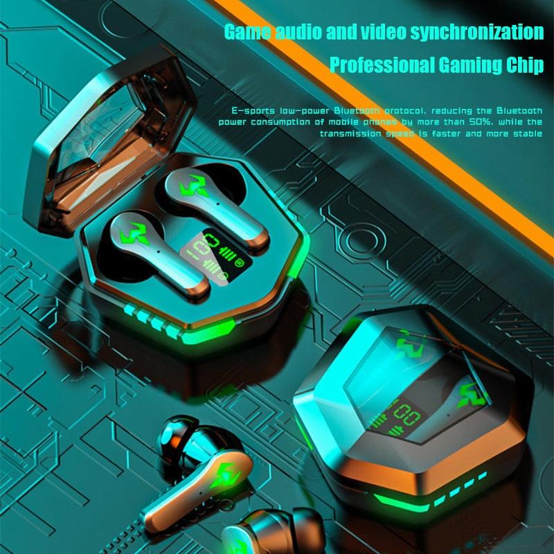 Low Latency Wireless Bluetooth Game Earphones with Colourful Lights - Non-Digital Display