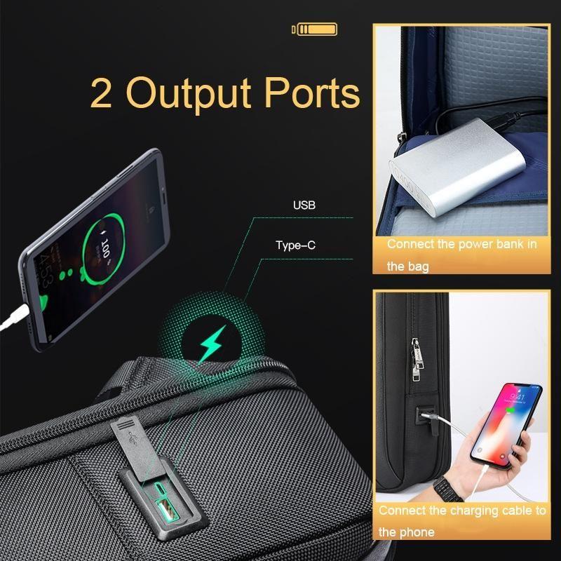 Waterproof Anti-Theft Laptop Backpack With Usb Charging - Expansion