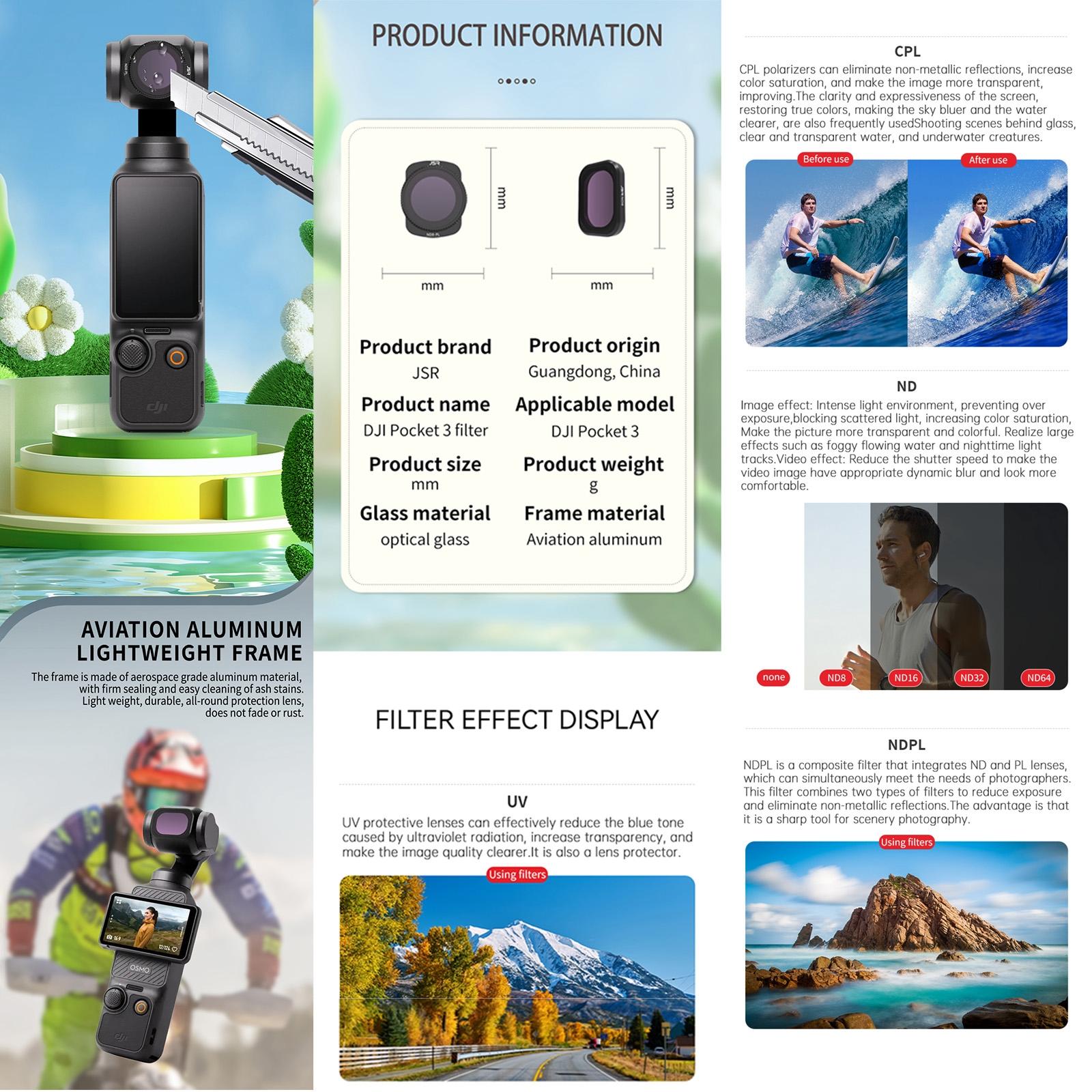 Zb Camera Lens Filter for Dji Pocket 3 - Streak Drawing - Streak Drawing Gold