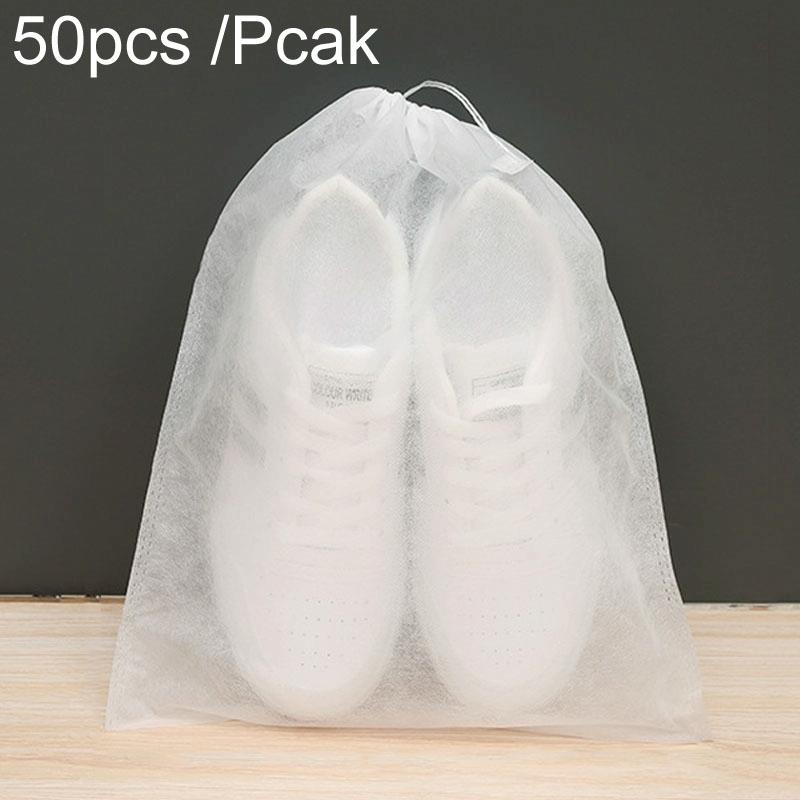 50 Pcs Thickened Non Woven Shoe Storage Bag Portable &amp; Sunscreen - 50Pcs /Pack 32X38Cm Middle
