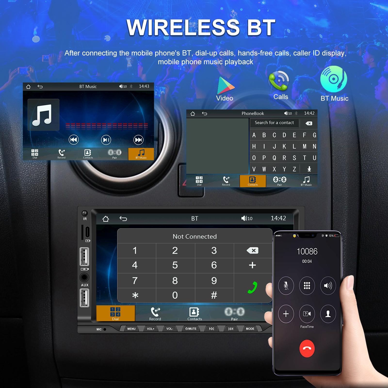 7 Inch Car Mp5 Player Carplay / Android Auto / Mirror Link / Bluetooth - Standard - With 4-Light Camera