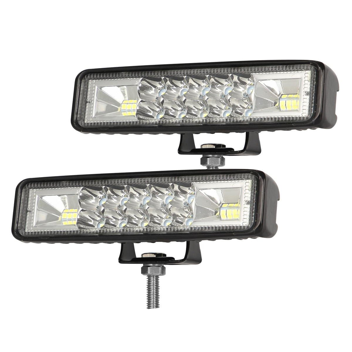 2 Pcs Car 6 Inch Dual - Row Mixed Light Strip Lamp Floodlight &amp; Spotlight Work Light