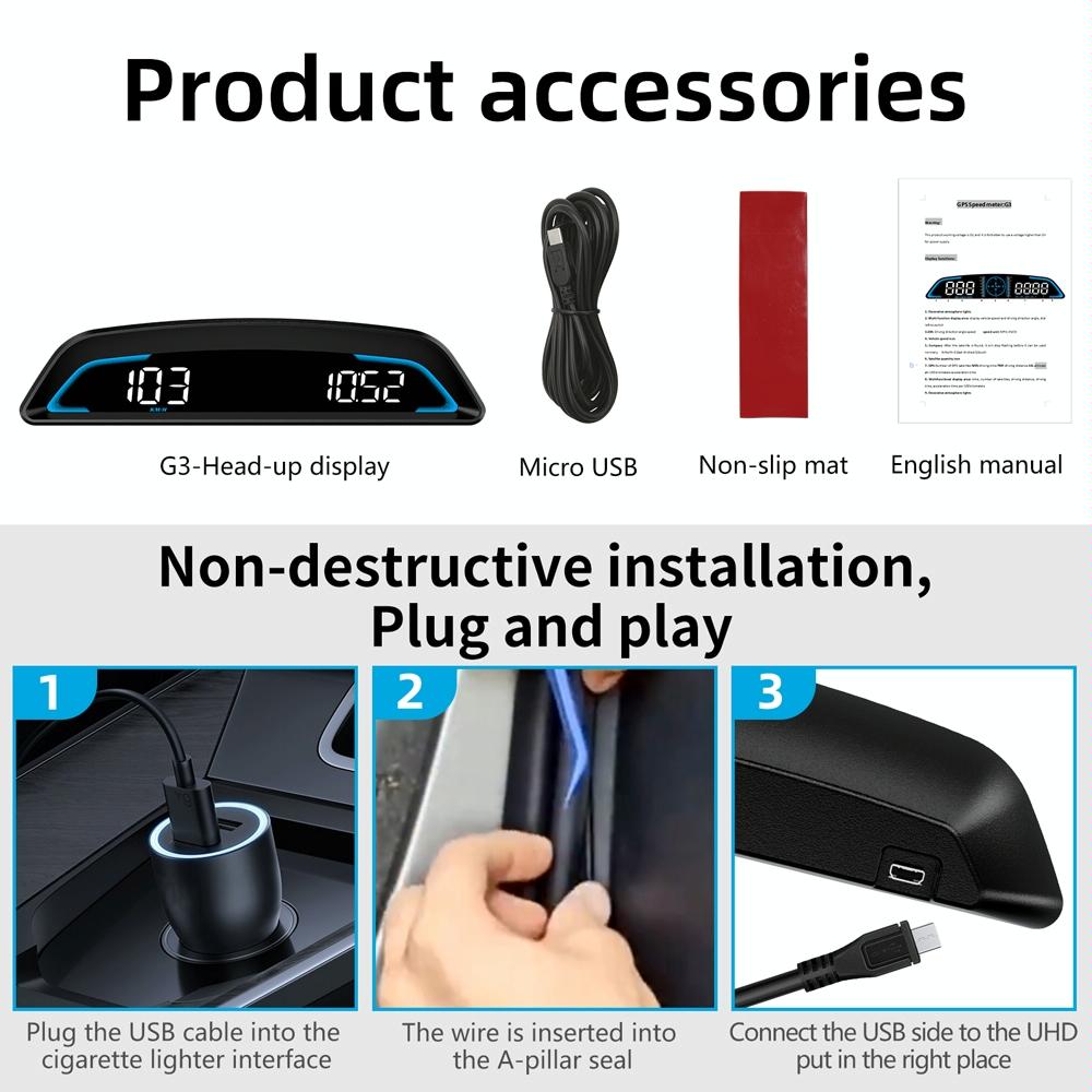 5.5 Inch Car Hud Display Gps Speed Alarm & Odometer