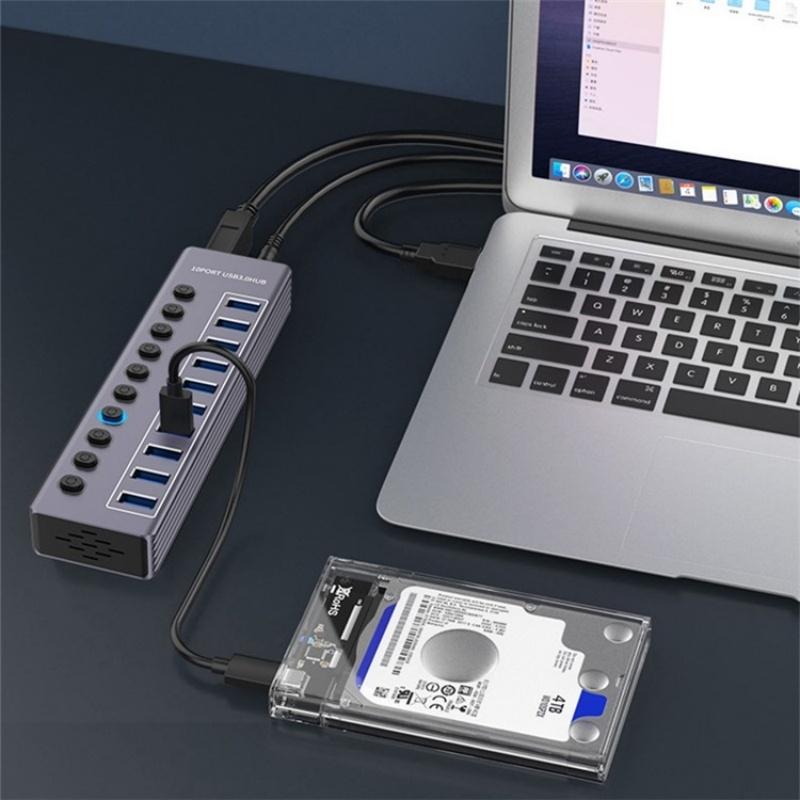 10-In-1 Usb 3.0 Extension Hub With Individual Switch