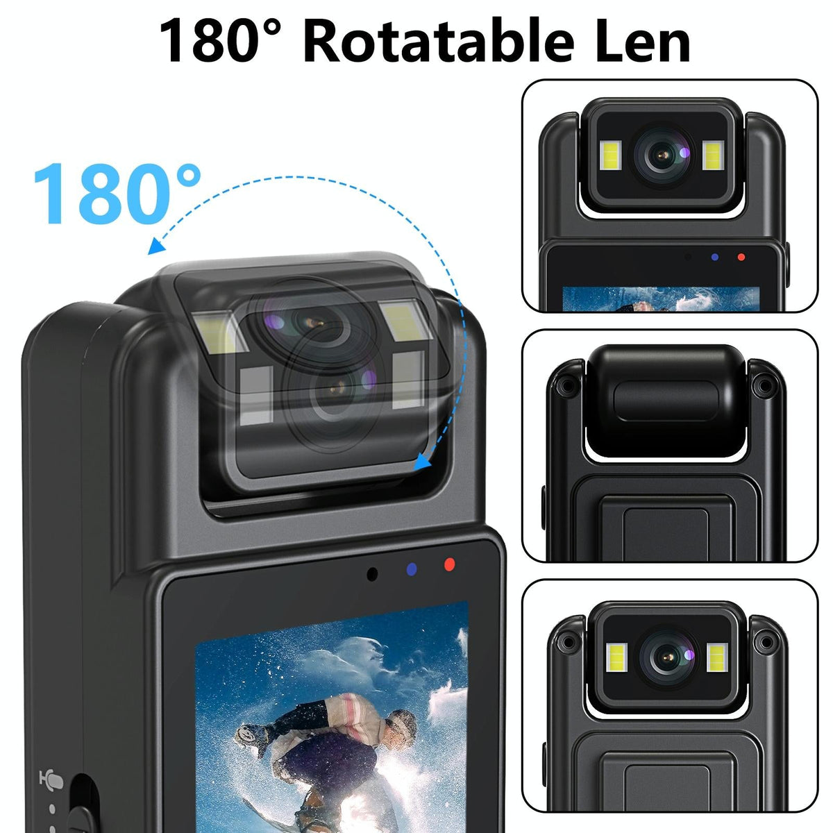 Outdoor Sports Night Vision Camera With 180 Degree Rotation For Video Recording