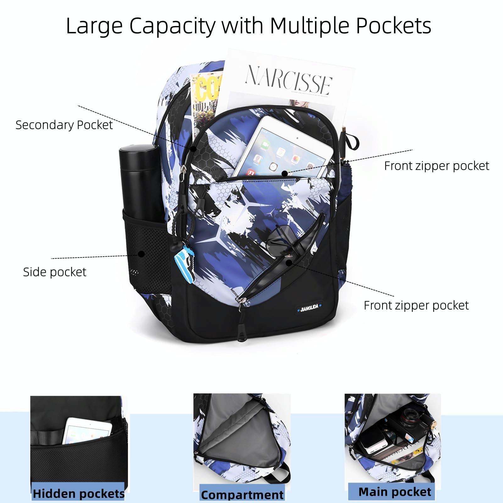 Lightweight 2-in-1 Backpack and Chest Bag for Men - Blue Football - Blue Football