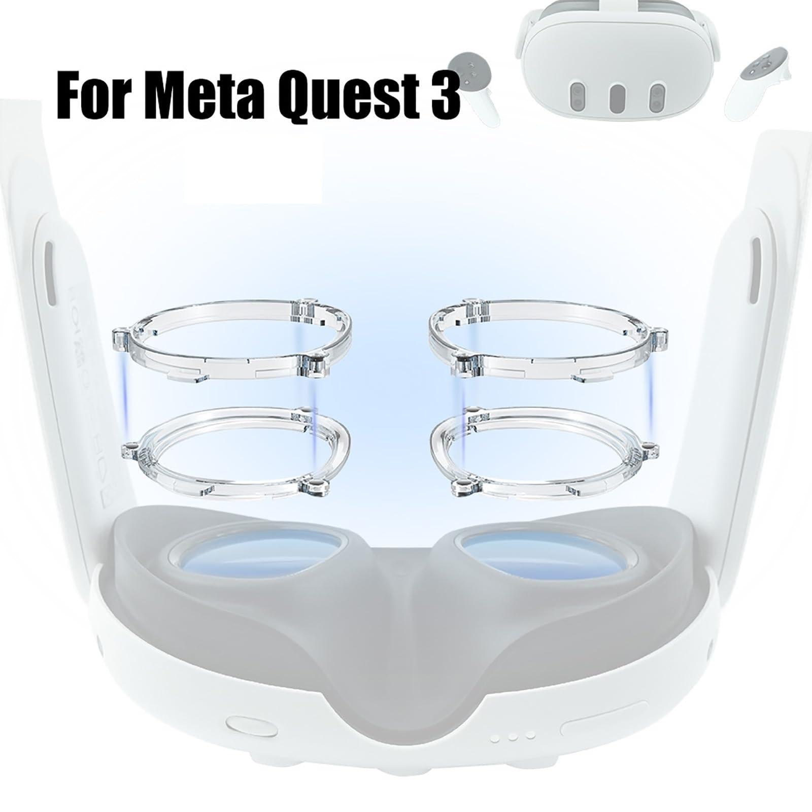 Meta Quest 3 Magnetic Vr Glasses - Anti Blue Light - L&R Frame Black