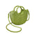 Beige Half Moon Straw Tote Woven Beach Bag - Rose Red