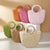 Beige Half Moon Straw Tote Woven Beach Bag - Rose Red