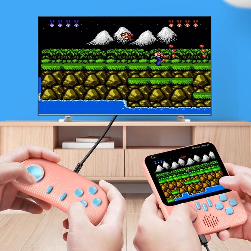 Ultra-Thin Handheld Game Console With 666 Built-In Games - Double Blue 3.5 Inch