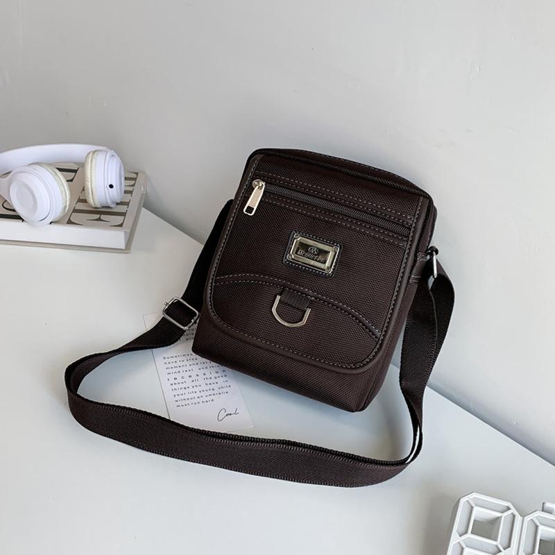 Compact Black Oxford Shoulder Crossbody Backpack With Single Strap For Men - Brown Large