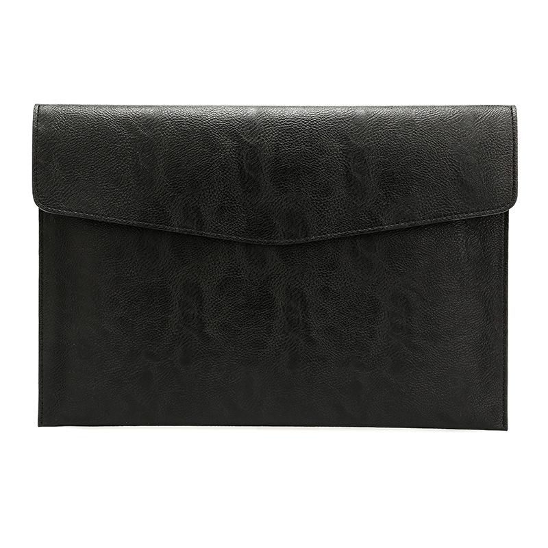 14 Litchi Pattern Pu Leather Laptop Sleeve - Black