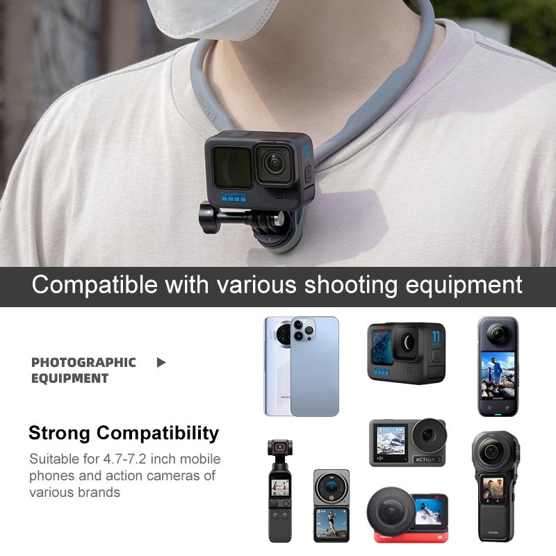 Flexible Neck Mount for Pov Viewing with Strap - With Phone Clamp & Adapter