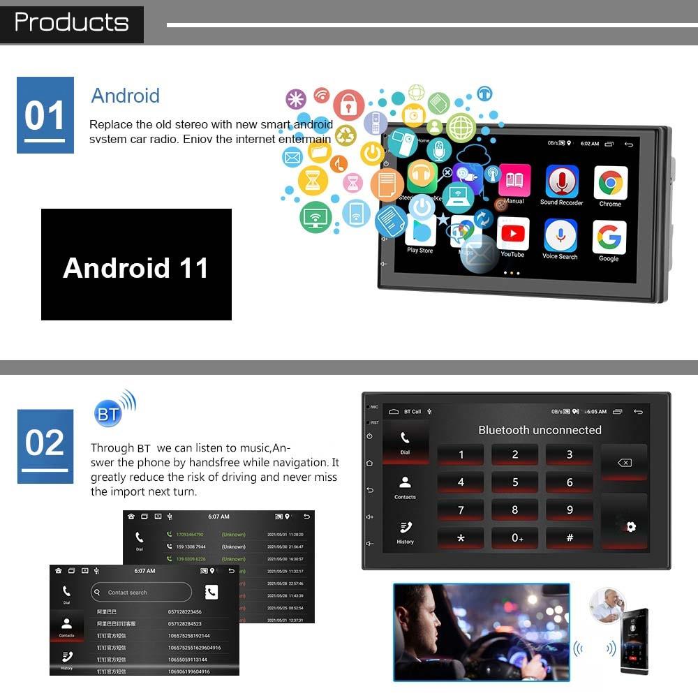 7 Inch Android Wifi Car Navigation Reversing Video Player - 2 + 32G Standard + 12Lights Camera