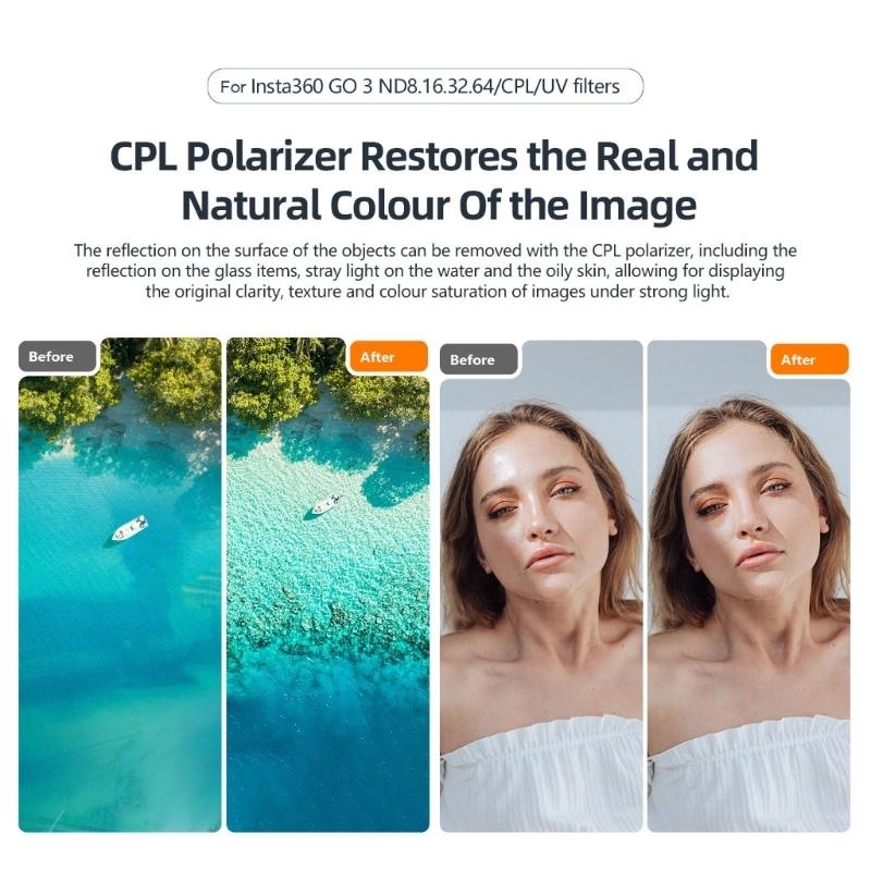 Waterproof Cpl Filter for Insta360 Go 3 / Go 2 with Amagisn Lens - Nd32