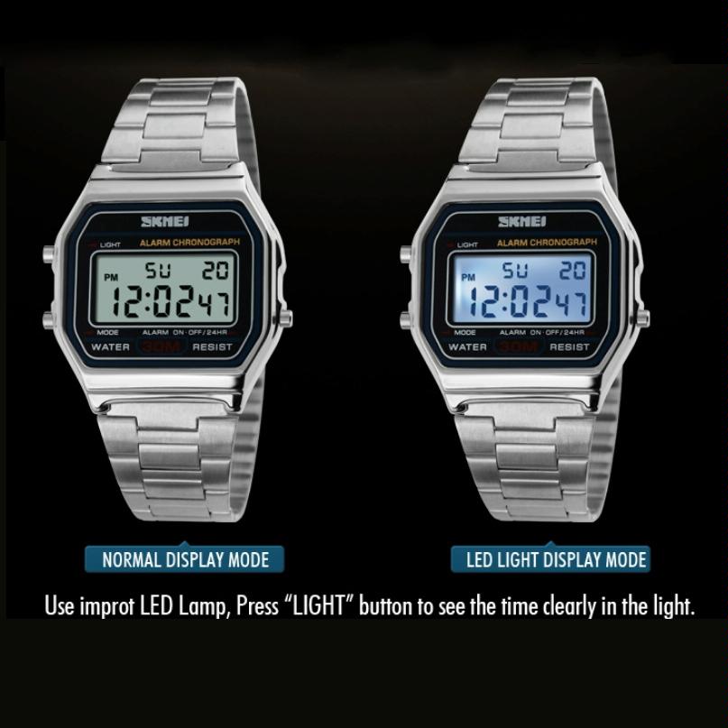 Waterproof Steel Band Men Electronic Watch - Coffee Gold
