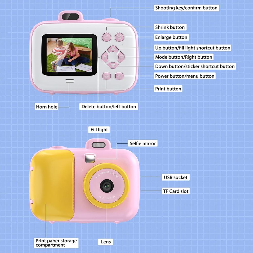 Smart Kids Thermal Camera With Printing Paper - 2.4 - Blue Focus - 503Af Pink Focus