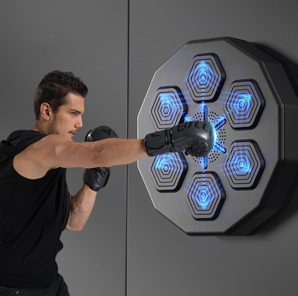 Smart Wall-Mounted Boxing Trainer With Adult Gloves - With Adult Black Gloves