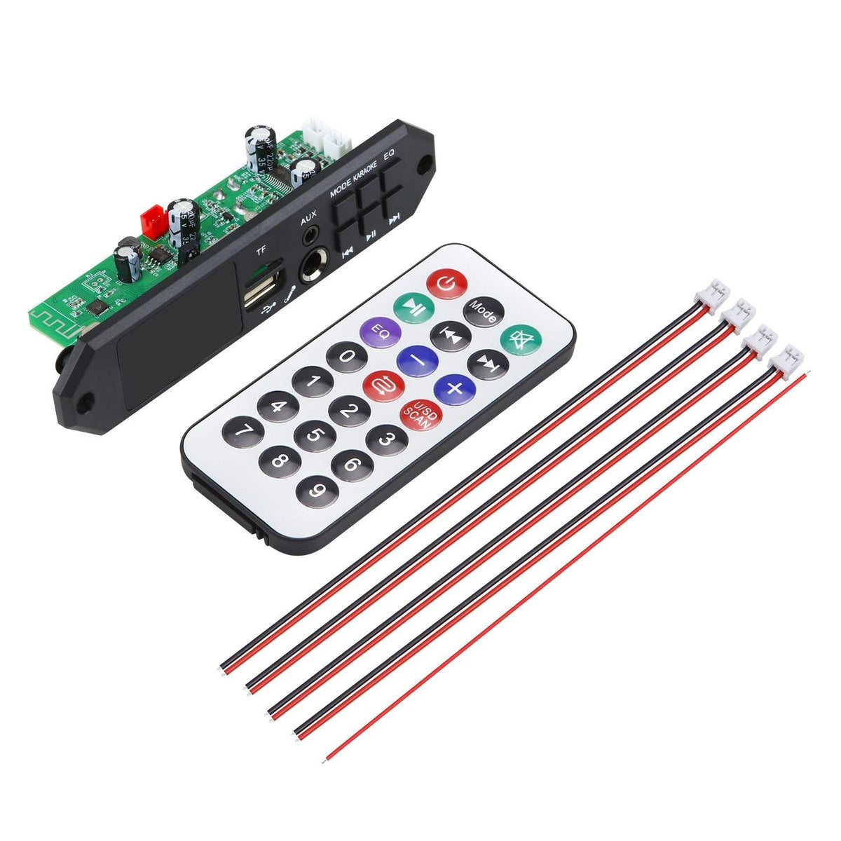 12V Bluetooth Mp3 Decoder Board W / 80W Power Amp &amp; Colour Screen - Small Remote Control