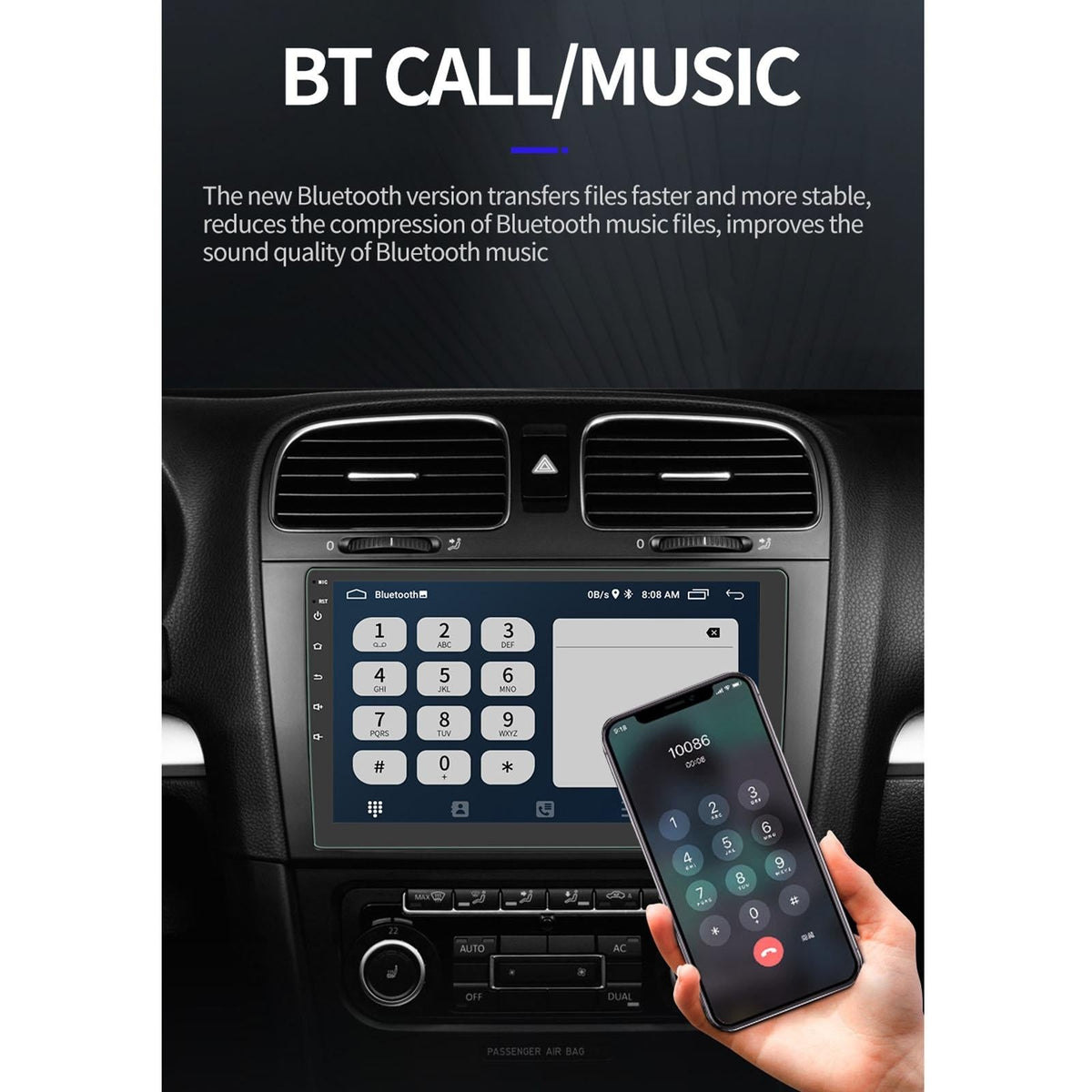 9 Inch Car Android Player Gps Navigation Bluetooth Touch Radio Mirror Link Fm Wifi Steering Wheel Control Standard Version + Carplay