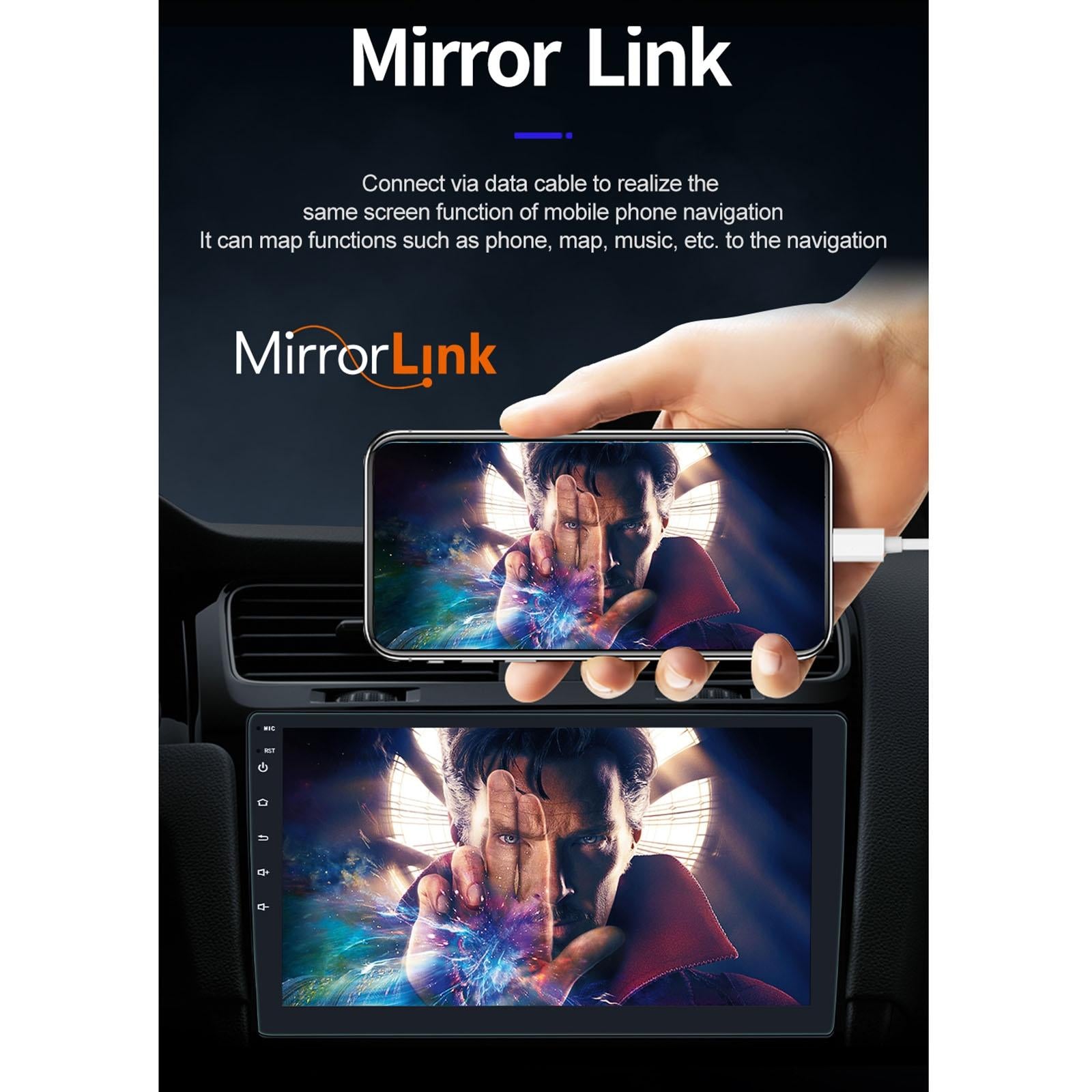 9 Inch Car Android Player Gps Navigation Bluetooth Touch Radio Mirror Link Fm Wifi Steering Wheel Control Standard Version + Carplay